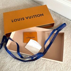 Louis Vuitton Signature Orange Box with Blue Ribbon and Tiny Card